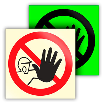 Знак P06 «Доступ посторонним запрещен» (фотолюминесцентная пленка ГОСТ 34428-2018, 100х100 мм)